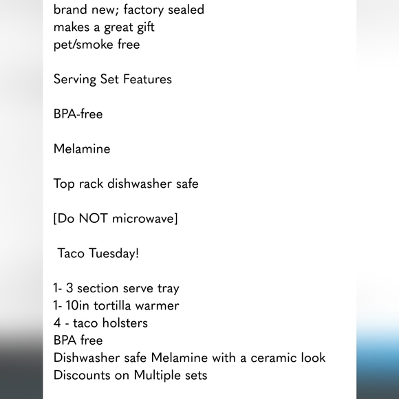 Prepara 6pc Melamine Taco Serving Set - Picture 9 of 9